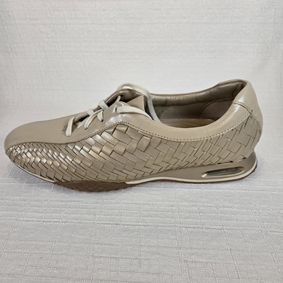 Cole Haan Oxford Sneakers Leather Woven Metallic Beige Women's 10 AA - Picture 10 of 13